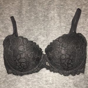 VS PINK Black Lacy Push Up Bra